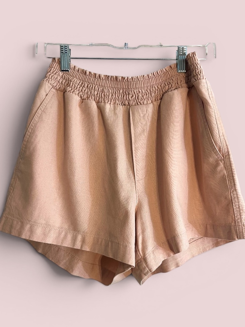 Gap Mauve Pink Linen Rayon 3.5" Smocked Waist Shorts Size XS